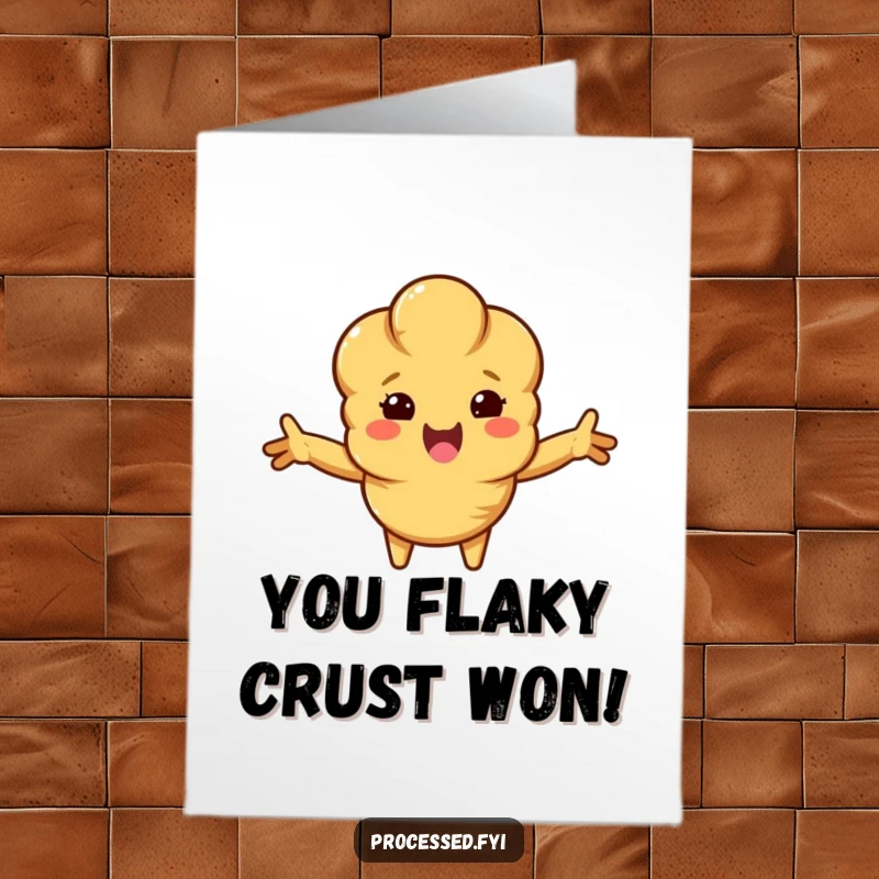 Funny Free Printable Croissant Congratulations Card: An anthropomorphic croissant beaming with pride, arms outstretched in celebration.