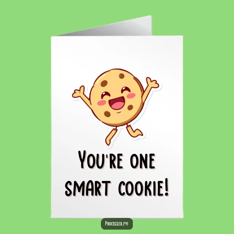 Free Printable Congrats Card: Beaming Cookie Character, Funny Downloadable Gift for Big Achievements!