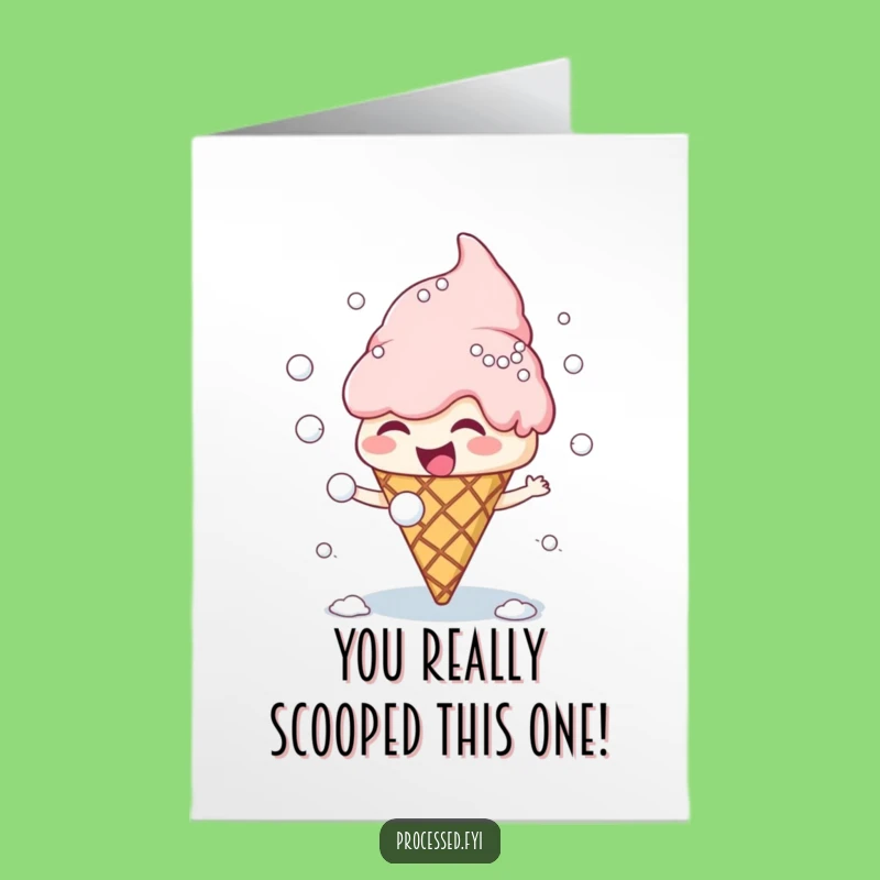 Free Printable Congrats Card: Ice Cream Snowball Fight Victory Funny Downloadable