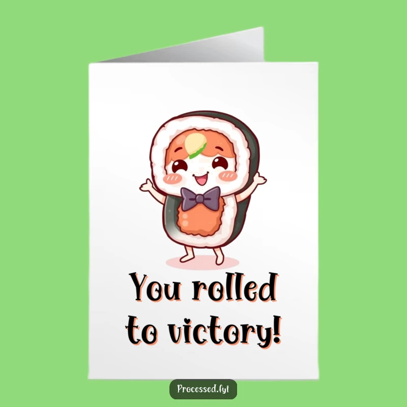 Free Printable Congrats Card: Sushi Dance Celebration - Downloadable & Classy