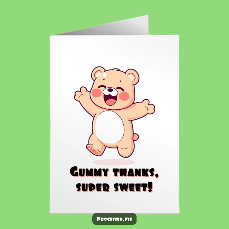 Free Printable Gummy Bear Thank You Card: Joyful Somersault Downloadable Funny Gift