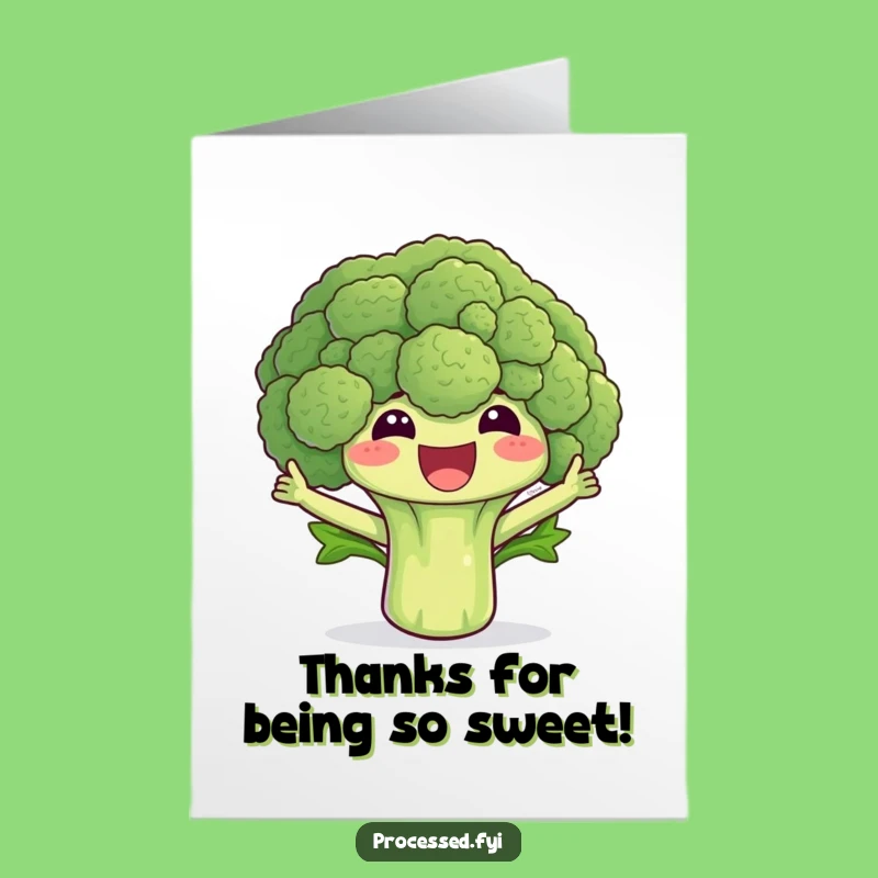 Free Printable Thank You Card: Cheerful Broccoli - Hilarious Downloadable for Gratitude