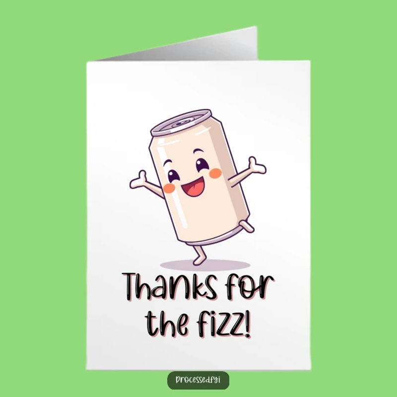 Free Printable Thank You Card: Soda Can Cartwheel Funny Downloadable Gift for Thanks