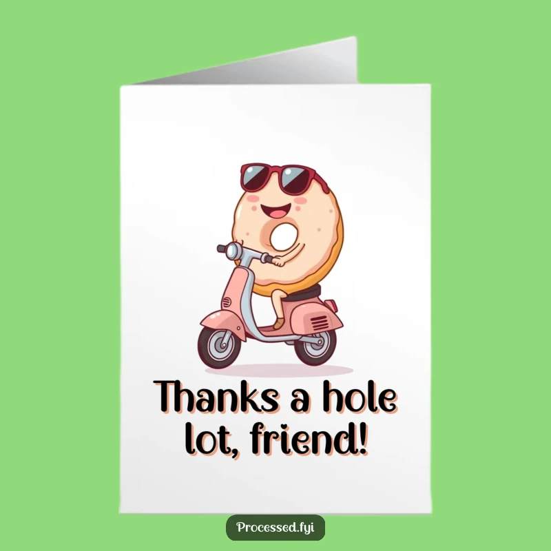 Sweet Free Printable Donut Thank You Card - Scooter Riding Gratitude Downloadable Gift