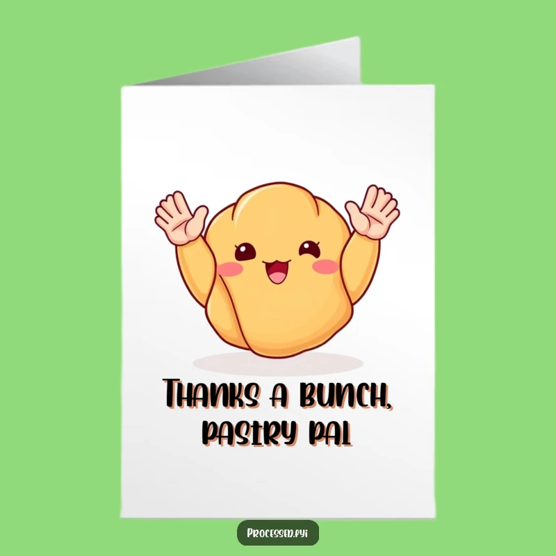 Free Printable Thank You Card: Happy Croissant Waving Funny Downloadable Gift