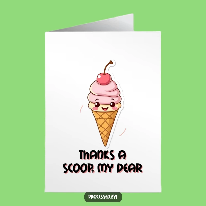 Free Printable Thank You Card: Spinning Ice Cream Funny Downloadable Gift