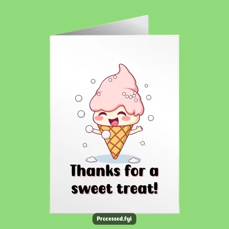 Free Printable Thank You Card: Ice Cream Snowball Fight Humor Downloadable