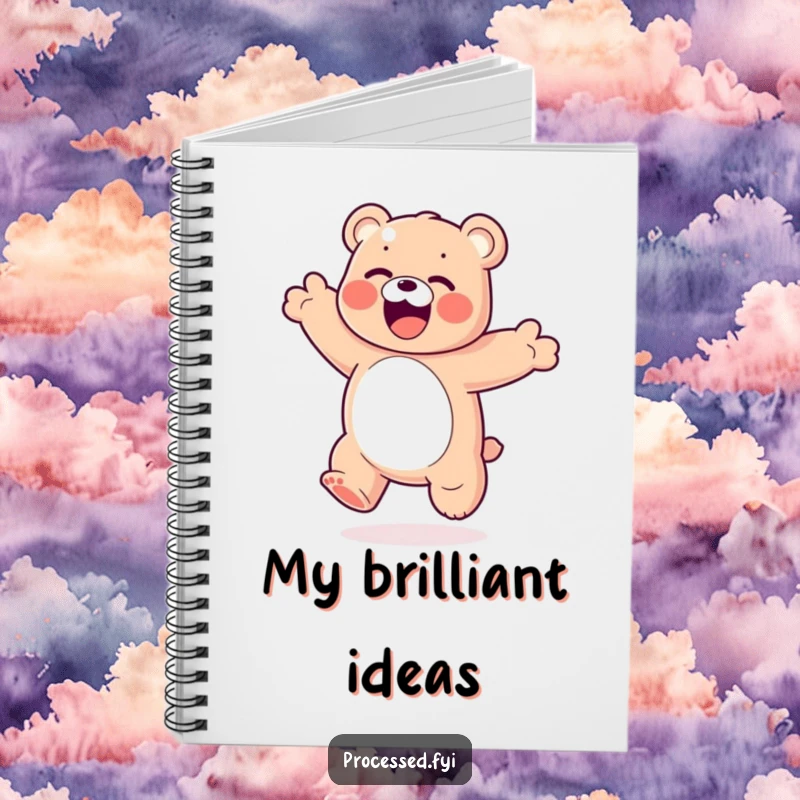 Funny Gummy Bear Notebook: A bouncy, colorful gummy bear performing an exaggerated, happy somersault amongst notes.