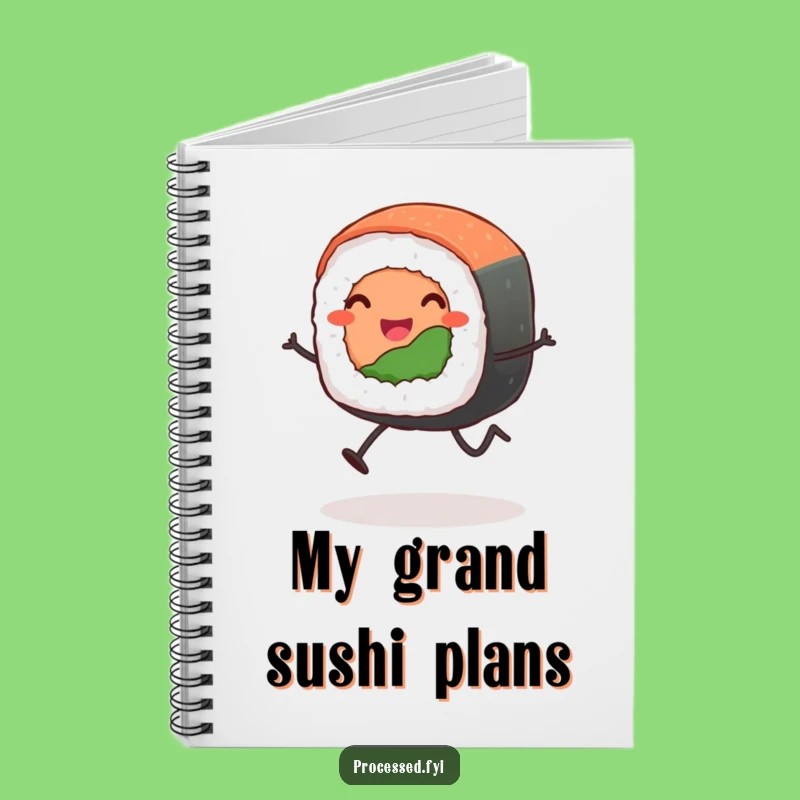 Funny Leaping Sushi Roll Notebook: Jot Down Ideas with Cartoon Flair