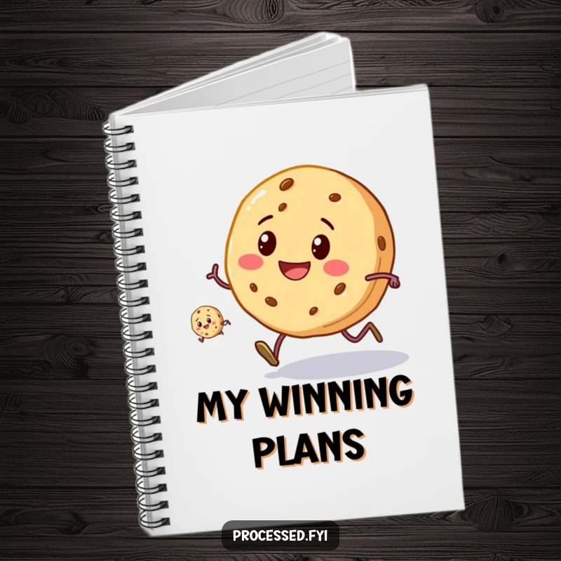 Funny Cookie Race Journal: A smiling cookie with tiny legs running a race, perfect for jotting down achievements.