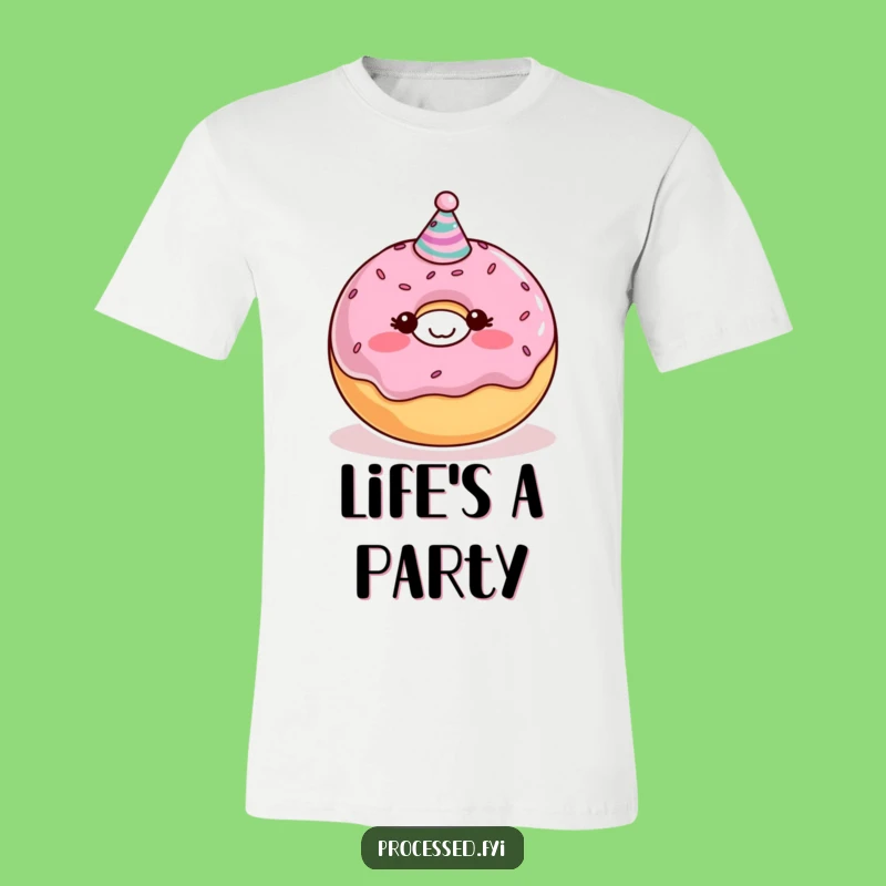 Funny Donut T-Shirt: Party Hat Character Tee, Awesome Funny Gift!