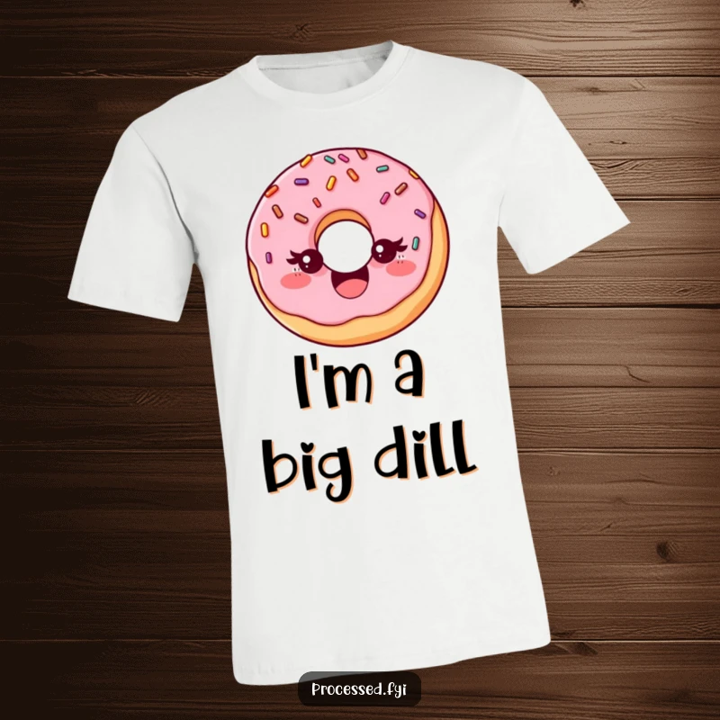 Funny t-shirt with a delighted donut with sprinkles, playfully winking, a charming and humorous graphic tee for dessert lovers.
