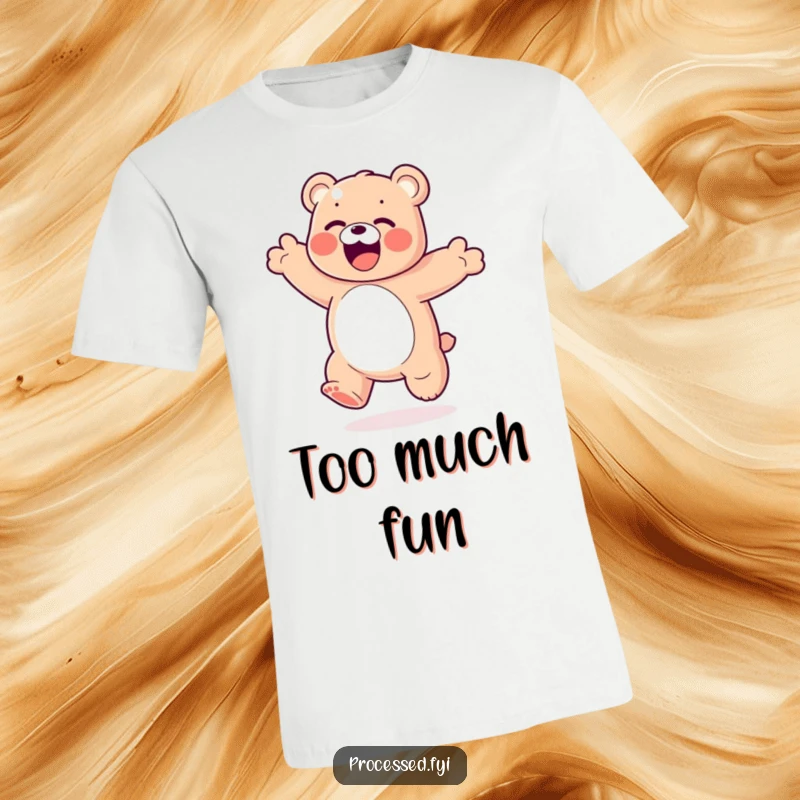 Funny Gummy Bear T-Shirt: A colorful, bouncy gummy bear captured mid-somersault with exaggerated, happy movements.