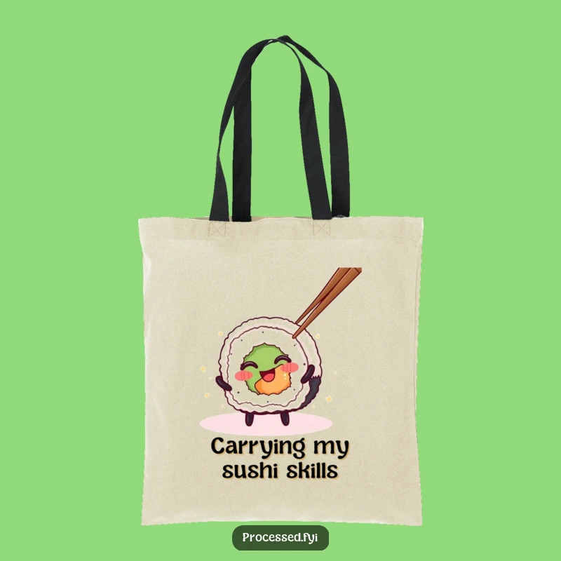 Funny Sushi Roll Tote Bag: Cute Spinning Character, Practical & Hilarious Gift!