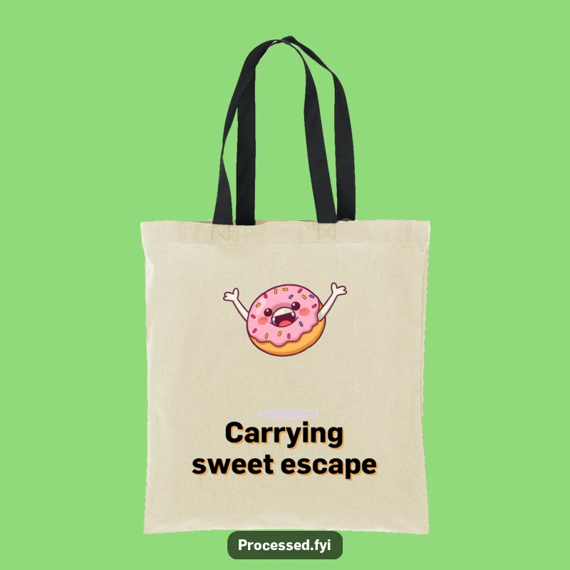 Funny Leaping Donut Tote Bag: Carry Your Sweetness Everywhere