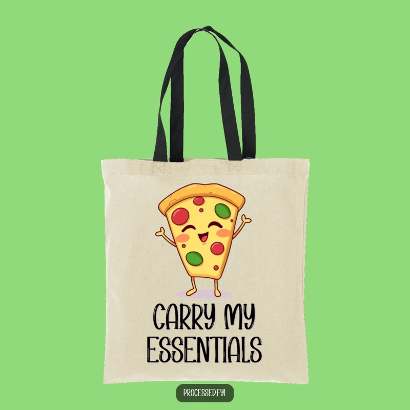 Funny Winking Pizza Slice Tote Bag: Carry Your Essentials with Cheesy Style
