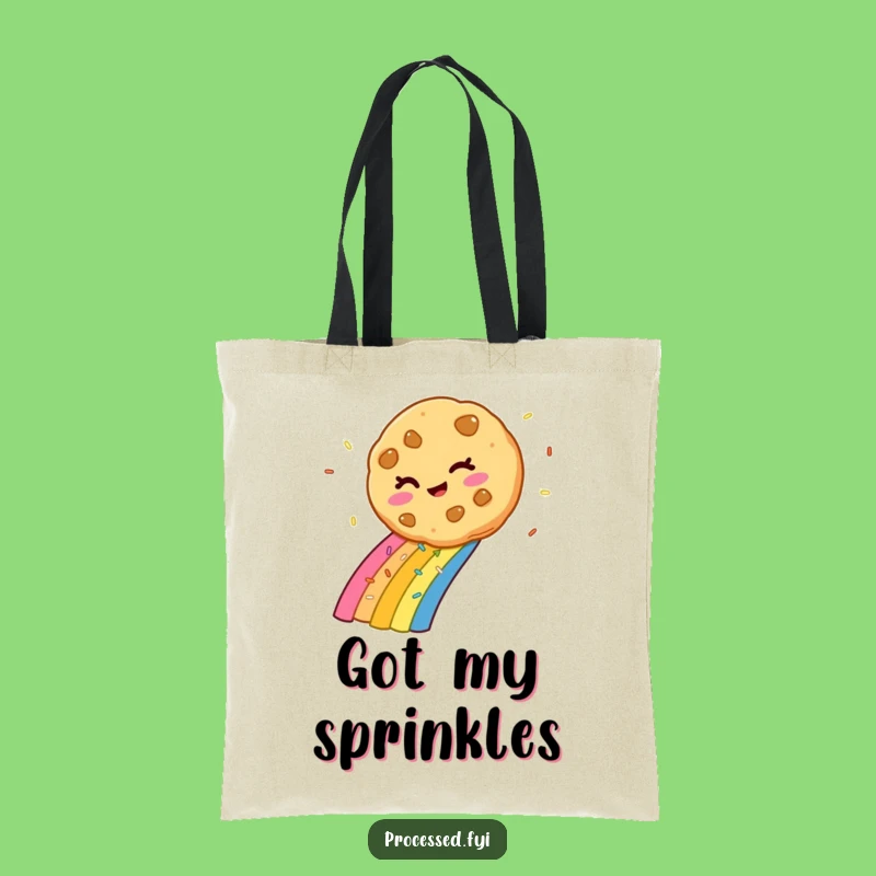 Funny Winking Cookie Rainbow Sprinkle Tote Bag: Carry Your Laughs in Style!