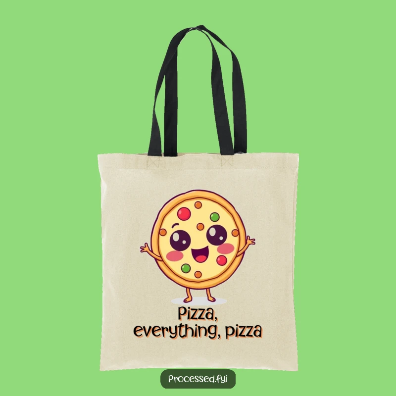 Funny Pizza Tote Bag: Dancing Slice Character, Stylish & Hilarious Shopping Bag